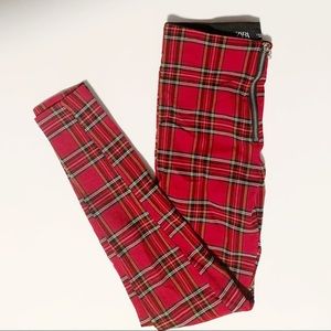 Zara Plaid High Waist Skinny